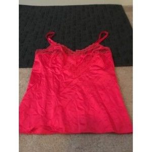 Vintage Vanity Fair Slip Cami Top Size 34 bust Red Lace 80's